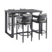 Menorca - Outdoor Patio 5-Piece Bar Table Set In Aluminum With Gray Cushions - Simple Home Plus