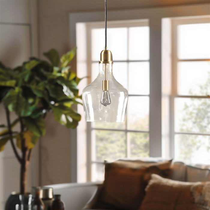 Auburn - Bell Shaped Glass Pendant - Gold / Clear - Simple Home Plus