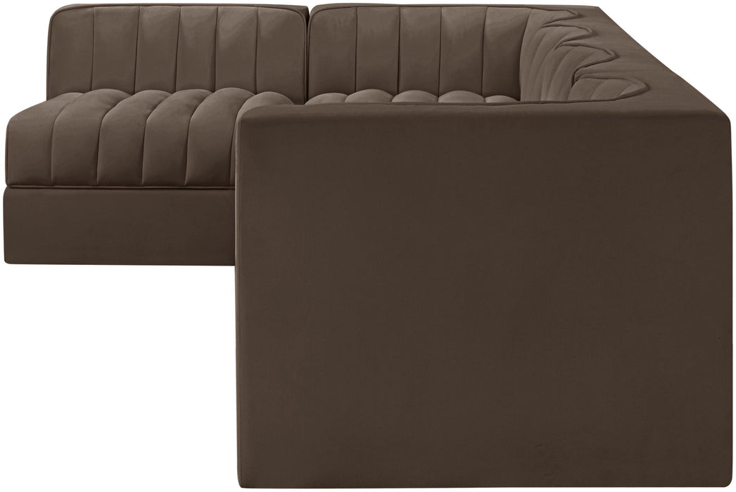 Rummi - Velvet Performance Fabric Upholstered 5 Piece Modular Sectional, L-Shaped (Right) - Simple Home Plus
