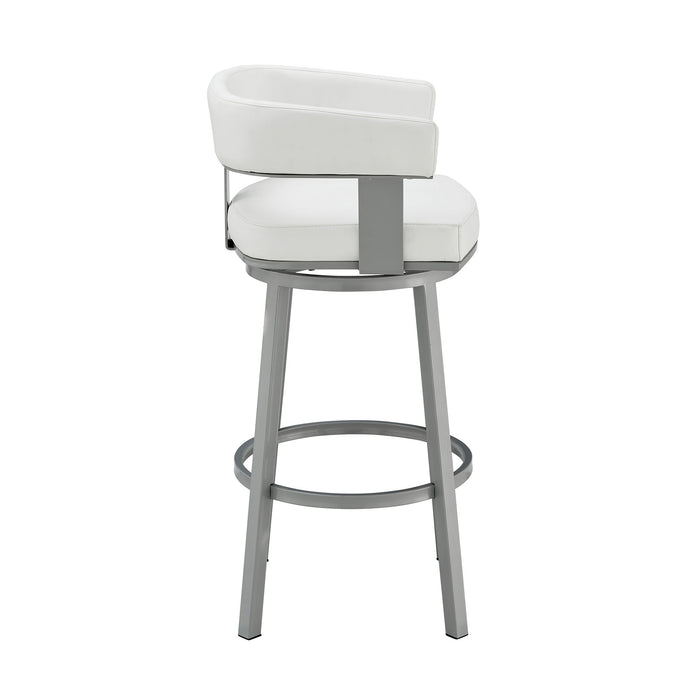 Lorin - 26" Counter Height Swivel Bar Stool - Silver / White - Simple Home Plus