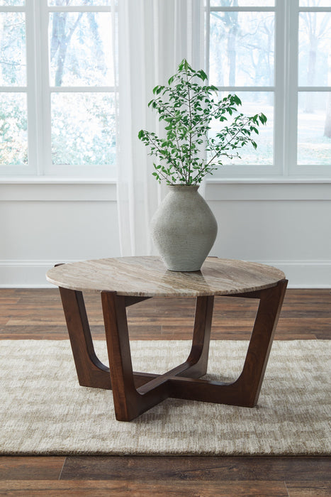 Tanidore - Warm Brown - Round Cocktail Table - Simple Home Plus
