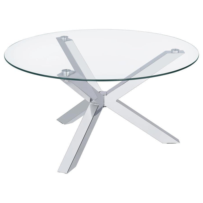 Kenzie - Round Tempered Glass Top Table - Simple Home Plus