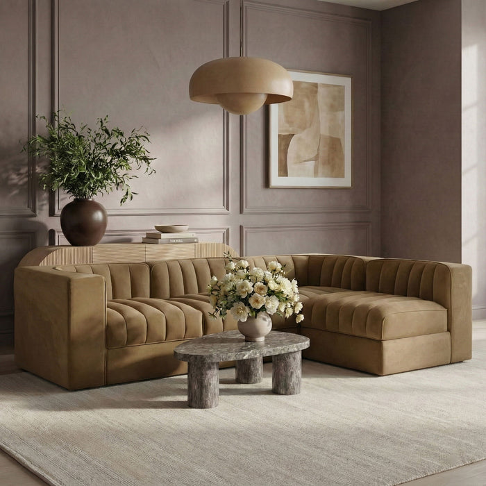Rummi - Velvet Performance Fabric Upholstered 4 Piece Modular Sectional - Simple Home Plus