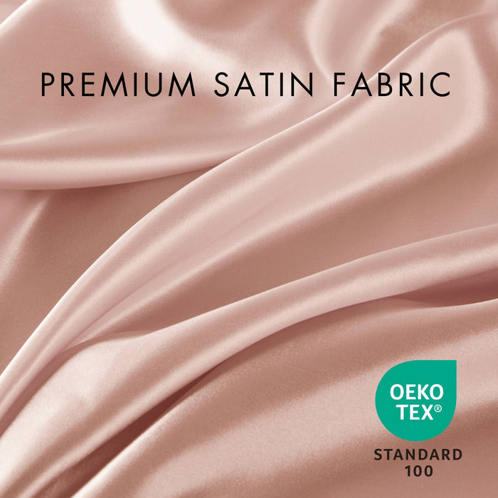 Satin - 4 Piece Twin Luxury Sheet Set - Blush - Simple Home Plus