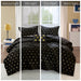Rosalie - 3 Piece Twin/Twin Long Metallic Printed Plush Comforter Set With Throw Pillow - Black/Gold - Simple Home Plus