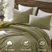 Lyon - 3 Piece King/California King Waffle Washed Comforter Set - Green - Simple Home Plus