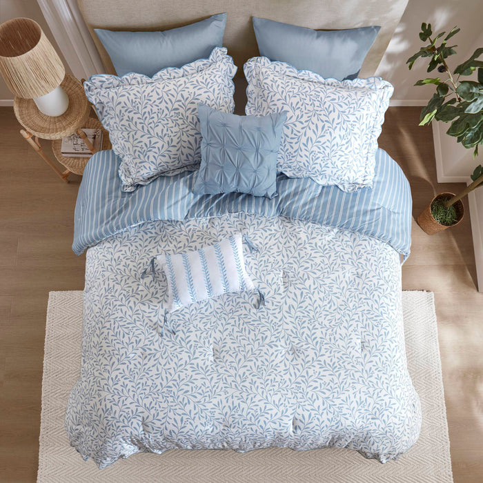 Darcy - 5 Piece Print Comforter Set - Blue - Simple Home Plus