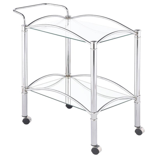 Shadix - 2-Tier Rectangular Glass Shelf Metal Bar Cart - Chrome - Simple Home Plus