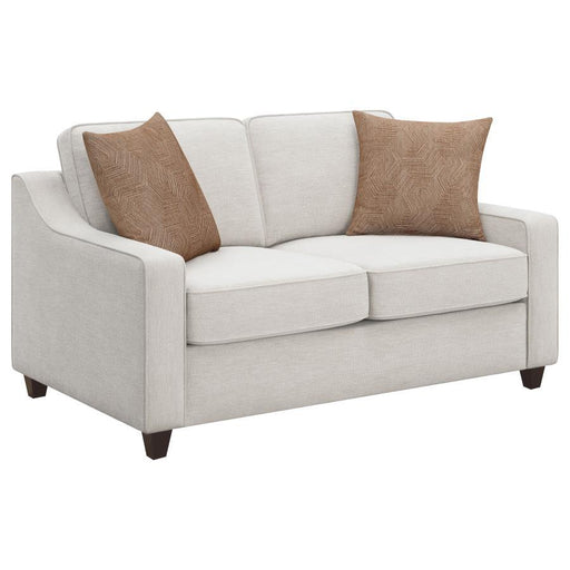 Christine - Upholstered Sloped Arm Loveseat - Beige - Simple Home Plus