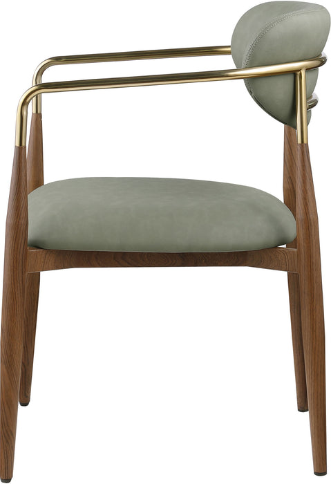 Ronda - Vegan Leather Upholstered Dining Arm Chair - Walnut Legs