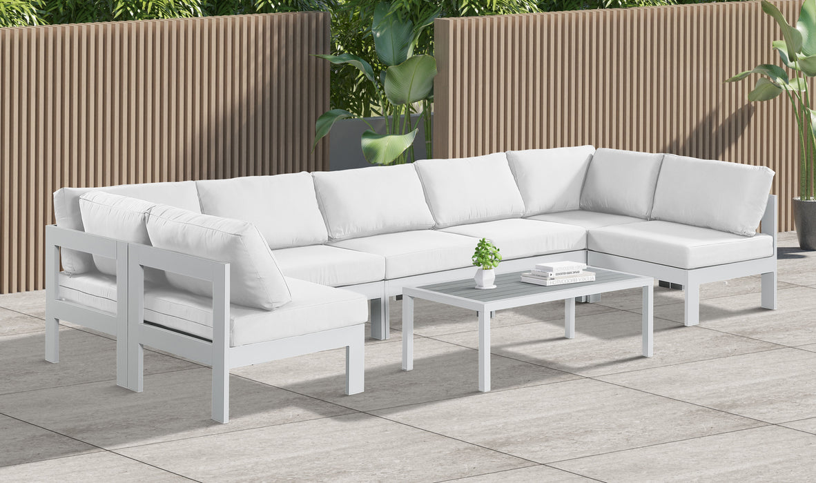 Nizuc - Outdoor Patio 7 Piece Modular Sectional With White Frame - Simple Home Plus