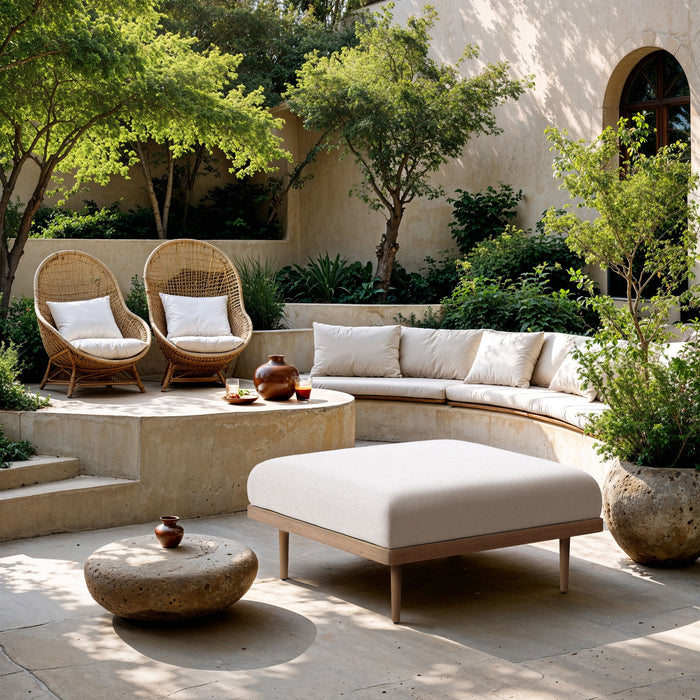 Laguna - Resilient Water Resistant Fabric Upholstered Outdoor Patio Modular Ottoman - Simple Home Plus