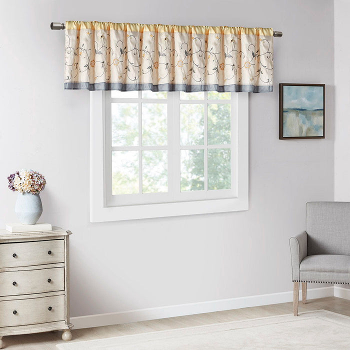 Serene - Embroidered Window Valance - Yellow - Simple Home Plus