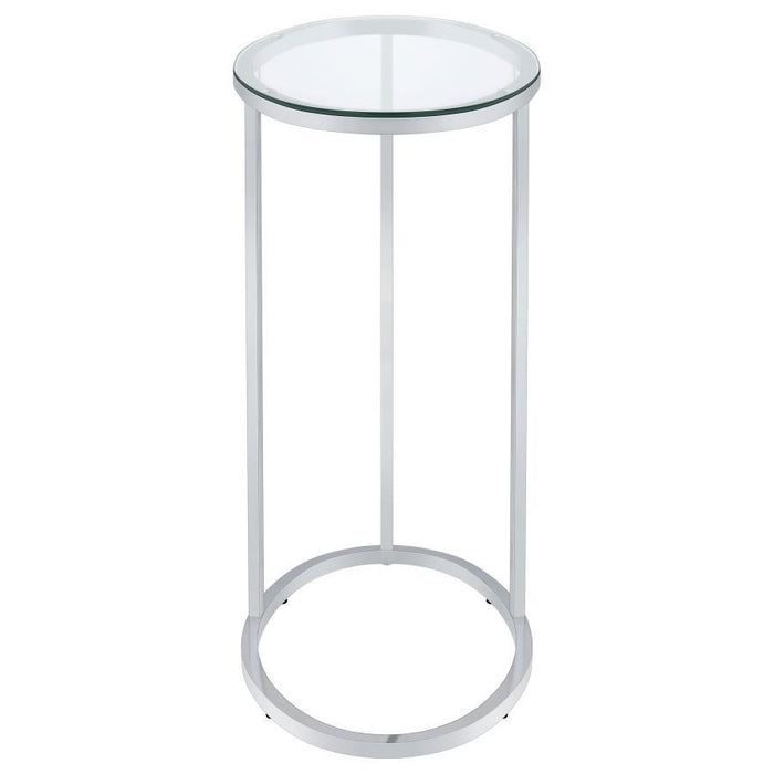 Kyle - Oval Glass Top C-Shaped Sofa Side Table - Chrome - Simple Home Plus