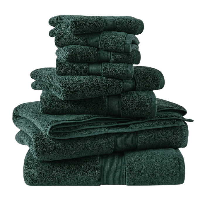 800GSM - 8 Piece Antimicrobial Towel Set - Dark Green - Simple Home Plus