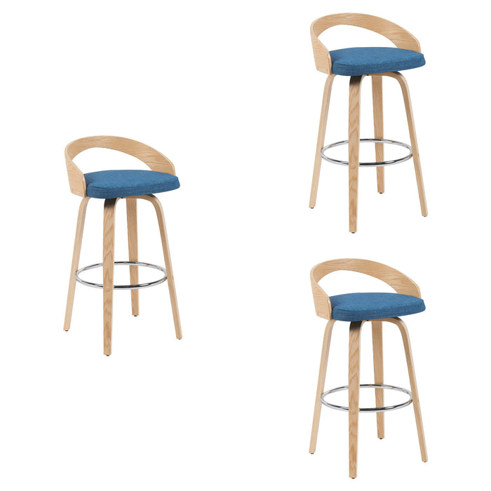 Sonia - Modern Swivel Bar Height Stool - Patterned Oak Wood Finish - Simple Home Plus