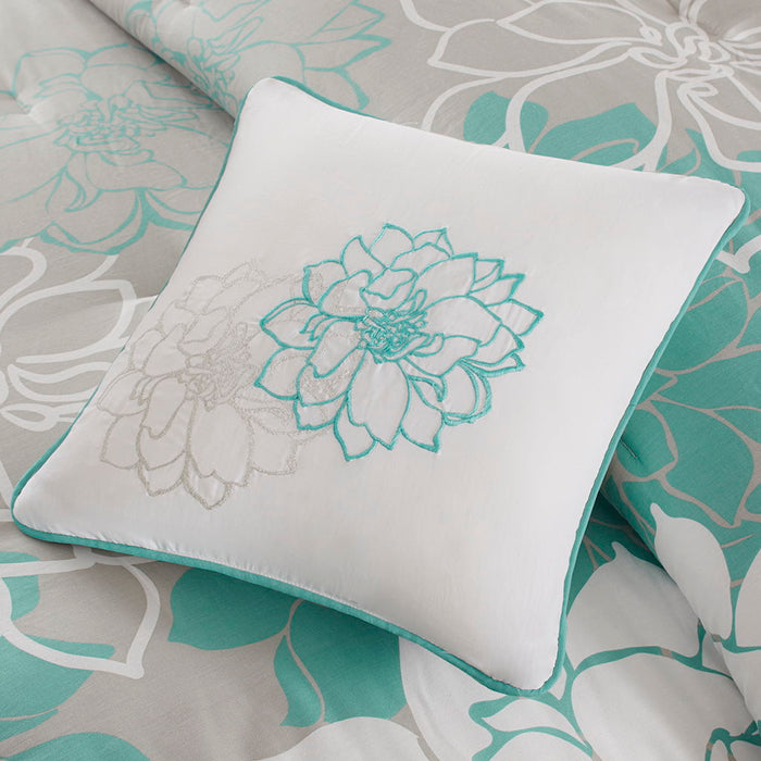 Lola - Twin Comforter Set - Aqua - Simple Home Plus