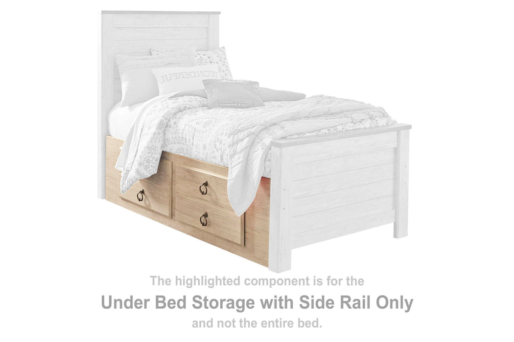 Willowton - Under Bed Storage w/Side Rail - Whitewash - Simple Home Plus