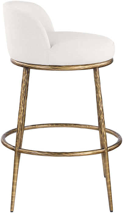 Ferro - Performance Fabric Upholstered Bar Stool - Cream / Antique Brass - Simple Home Plus