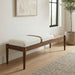 Nara - Linen Textured Fabric Upholstered Bench - Painted Brown Walnut - Simple Home Plus