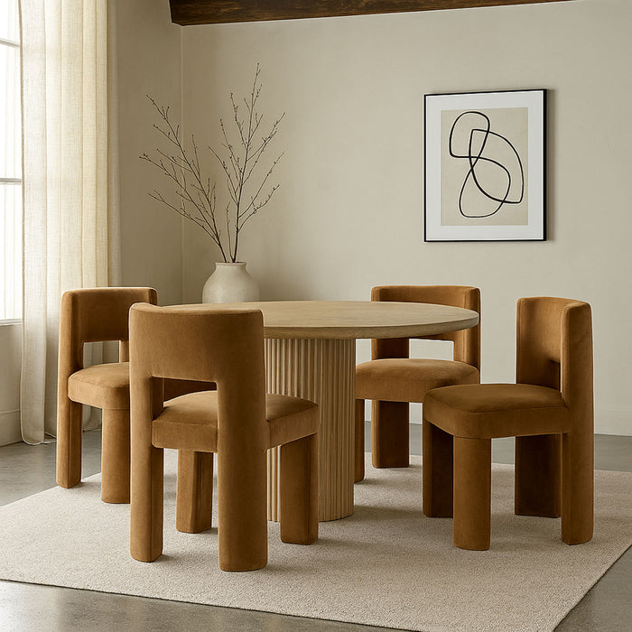 Zuno - Velvet Performance Fabric Upholstered Dining Chair (Set of 2) - Saddle - Simple Home Plus