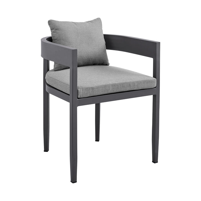 Menorca - Outdoor Patio 5-Piece Dining Table Set In Aluminum With Gray Cushions - Simple Home Plus