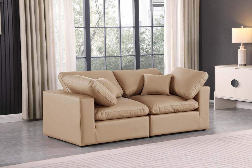 Comfy - Faux Leather Modular Sofa 2 Pieces - Tan - Simple Home Plus