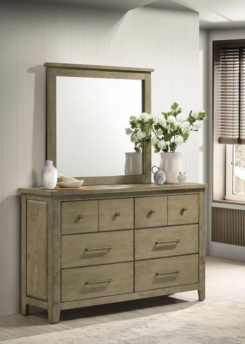 Hazlewood - 6-Drawer Bedroom Dresser With Mirror - Vineyard Oak - Simple Home Plus