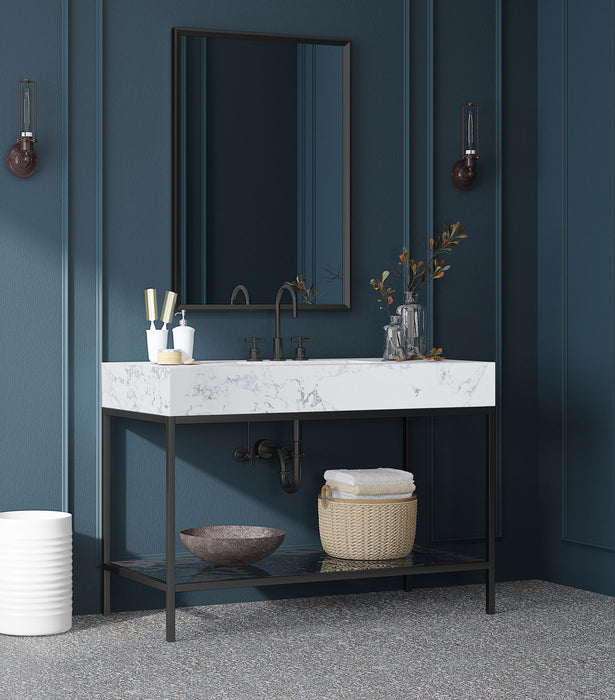 Marmo - Engineered Marble Bathroom Vanity With Black Base - Simple Home Plus