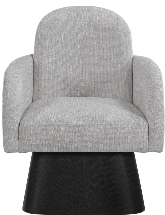 Marlowe - Linen Textured Fabric Upholstered Swivel Accent Chair - Stained Black - Simple Home Plus