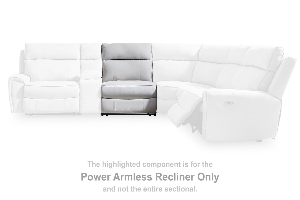 Social Pointe - Power Armless Recliner With Adjustable Headrest - Pearl / Ash - Simple Home Plus