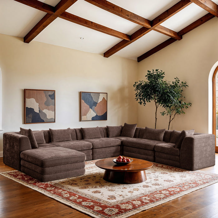 Stellar - 7 Piece Chenille Fabric Upholstered Modular Sectional - Simple Home Plus