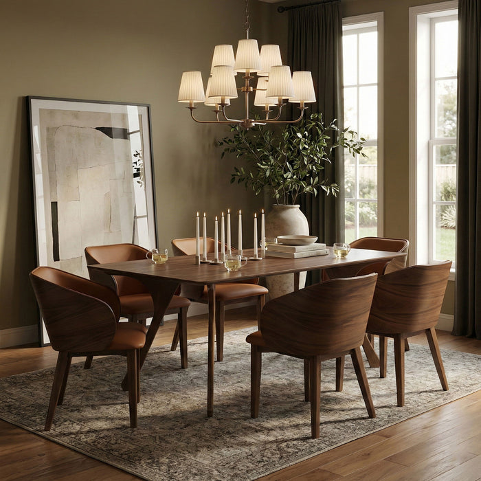 Glenwood - 71" Solid Wood And Walnut Veneer Dining Table - Brown - Simple Home Plus