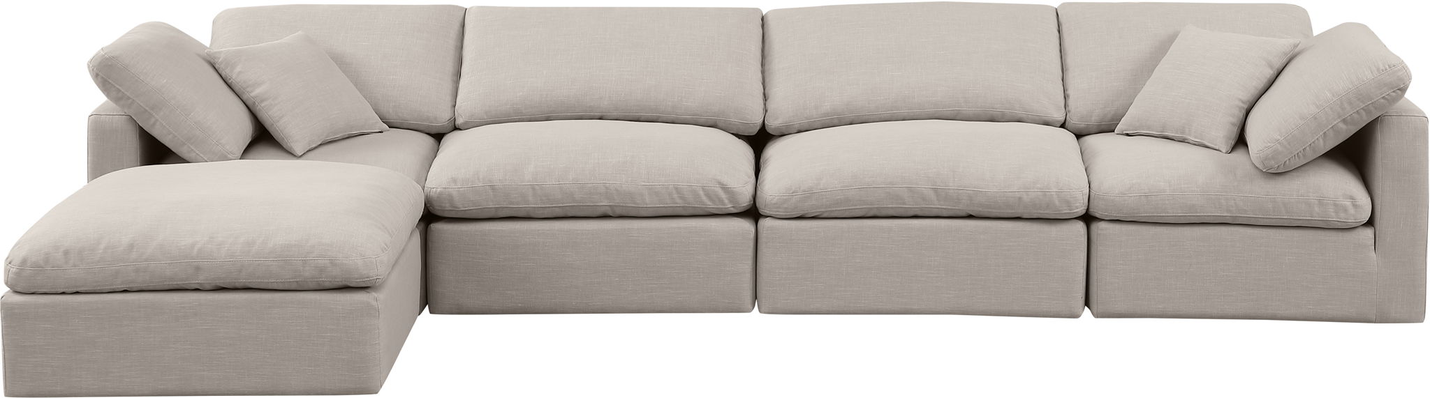 Indulge - Linen 5 Piece Modular Sectional With Chaise - Simple Home Plus
