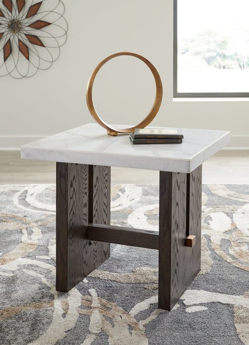 Burkhaus - White / Dark Brown - Rectangular End Table - Simple Home Plus