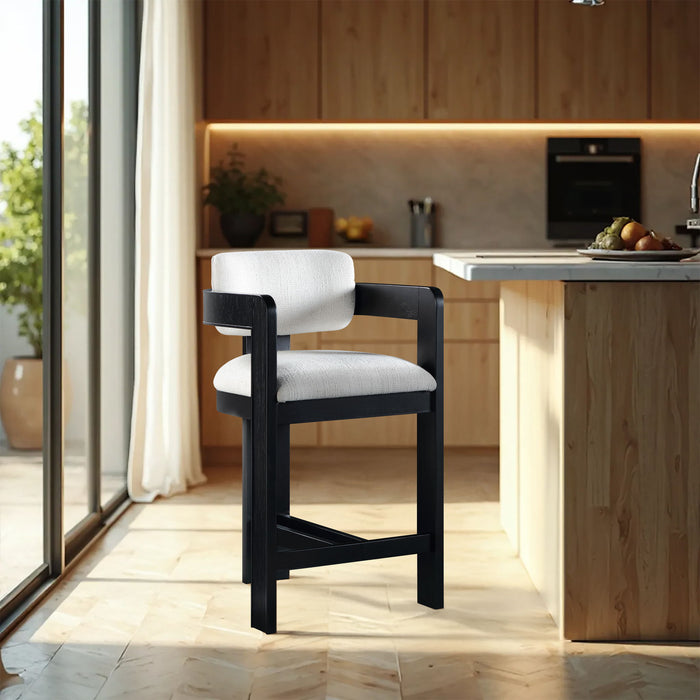 Sacha - Linen Stool With Black Base - Simple Home Plus