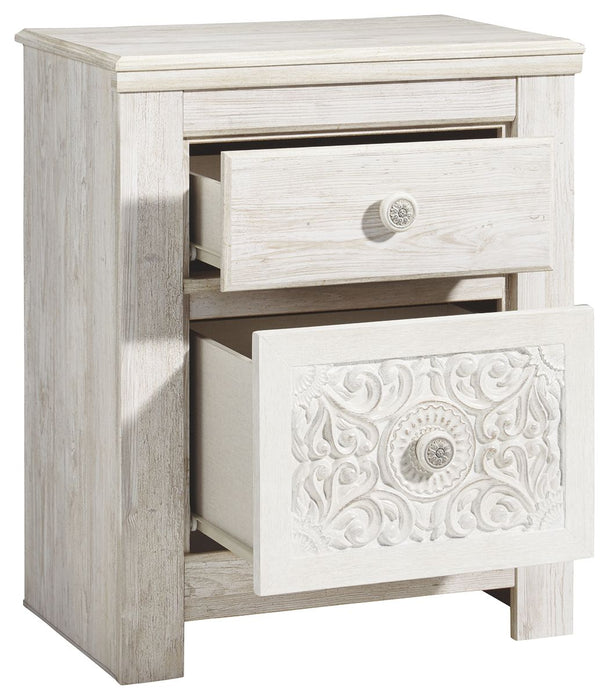 Paxberry - Whitewash - Two Drawer Night Stand - Simple Home Plus