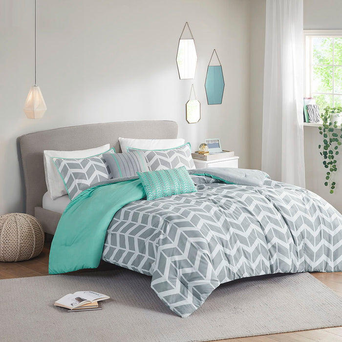 Nadia - Twin Comforter Set - Aqua - Simple Home Plus