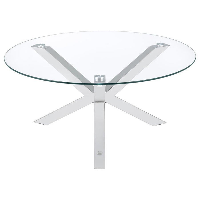 Kenzie - Round Tempered Glass Top Table - Simple Home Plus