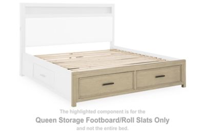 Calmoro - Queen Storage Footboard/Roll Slats - Gray - Simple Home Plus