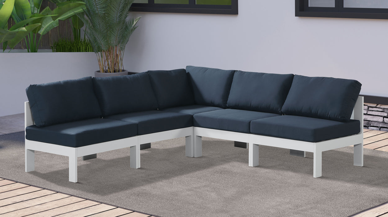 Nizuc - Outdoor Patio 5 Piece Modular Sectional With White Frame - Simple Home Plus