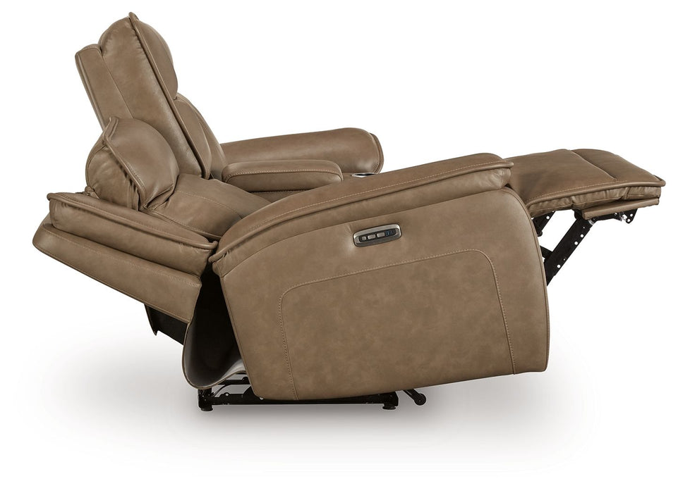 Glencroft - Power Reclining Loveseat With Console / Adjustable Headrest - Sahara - Simple Home Plus