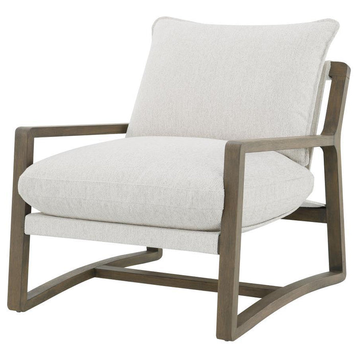 Geneva - Boucle Upholstered Wood Arm Accent Chair - Sand - Simple Home Plus