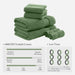 Turkish 6 Piece Bath Towel Set - Green - Simple Home Plus