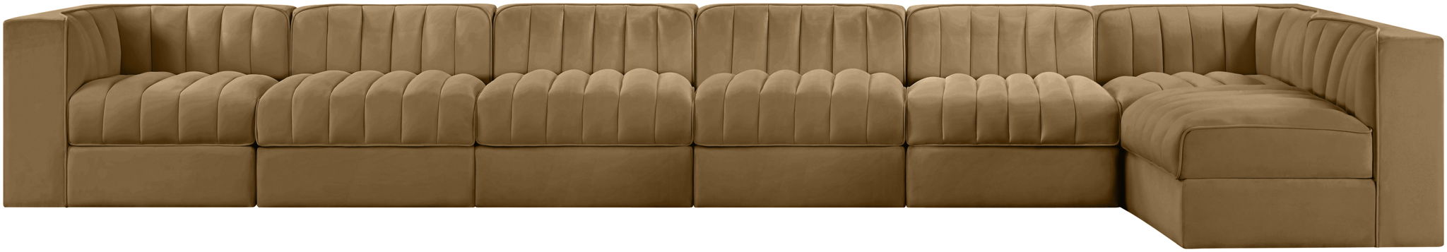 Rummi - Velvet Performance Fabric Upholstered 7 Piece Modular Sectional, L-Shaped (Right) - Simple Home Plus