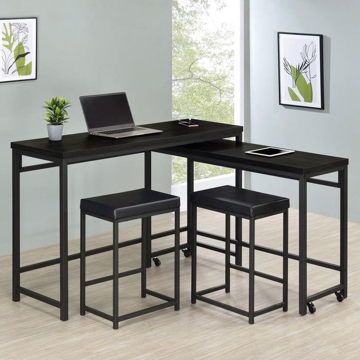 Hawes - 4 Piece Multipurpose Counter Height Table Set - Black - Simple Home Plus