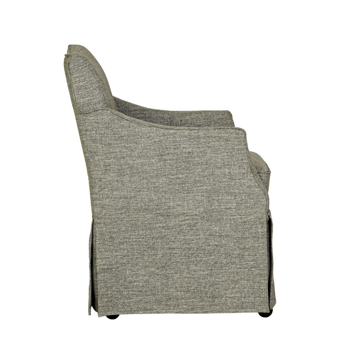 London - Upholstered Skirted Dining Arm Chair With Hidden Casters - Gray - Simple Home Plus