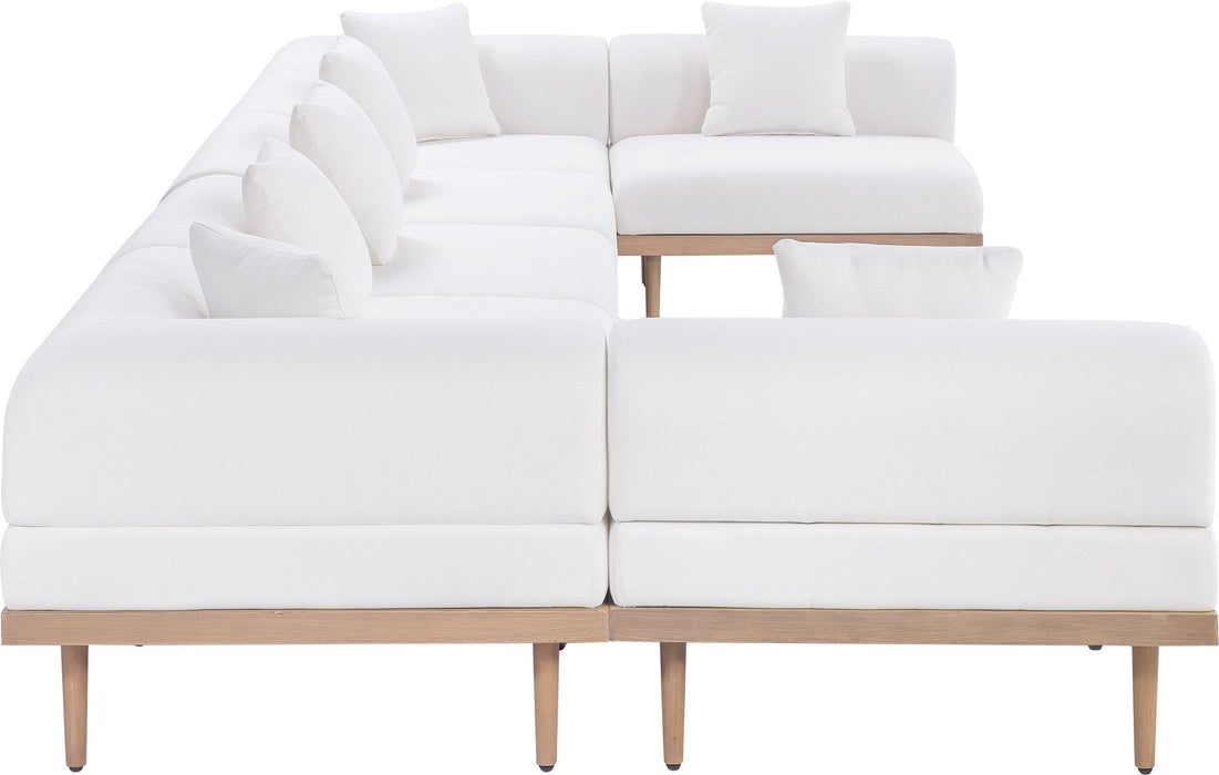 Laguna - 7 Piece Resilient Water Resistant Fabric 142" Upholstered Outdoor Patio Modular Sectional - Simple Home Plus