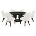 Leandro - 7 Piece Round Dining Table Set - Cream / Burnished Black - Simple Home Plus