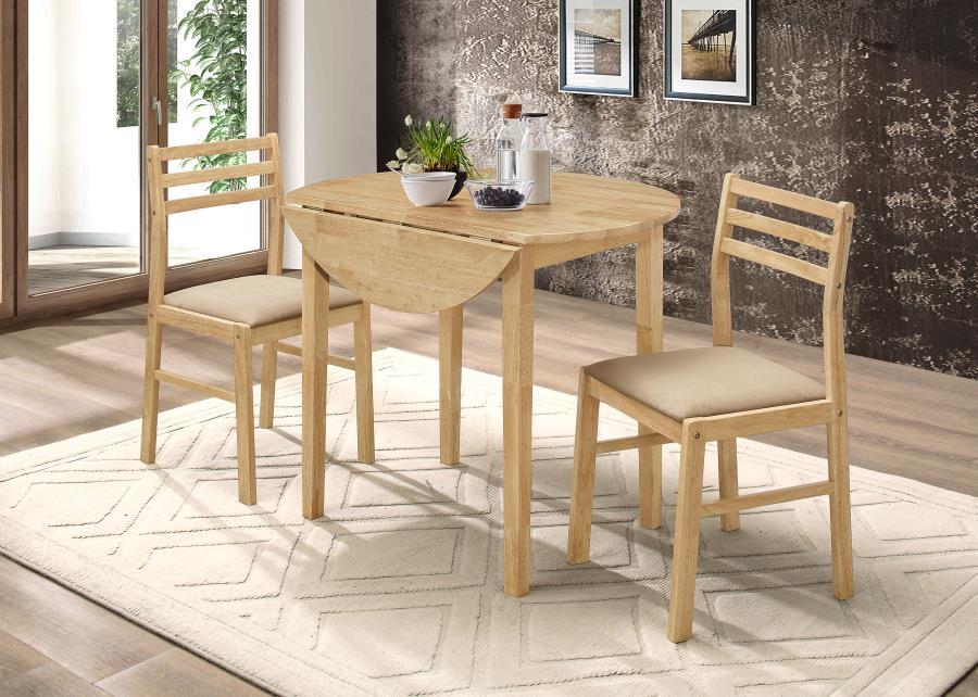 Bucknell - 3 Piece Round Drop Leaf Dining Table Set - Simple Home Plus